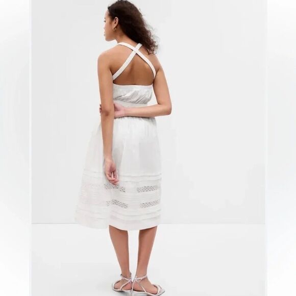 Gap Lace Cross-Back Midi Dress White
Tiered Eyelet Lined Pockets Womens tall M - Picture 4 of 9